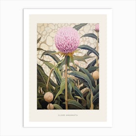 Flower Illustration Globe Amaranth 1 Poster Art Print