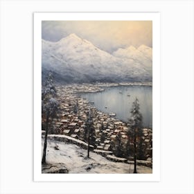 Vintage Winter Painting Troms Norway 1 Art Print