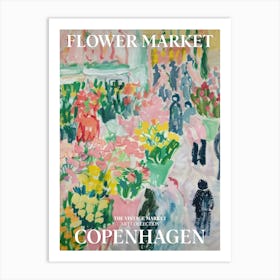 Vintage Flower Market Painting Copenhagen Art Print