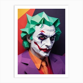 Joker Portrait Low Poly Geometric (27) Art Print