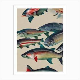 Rainbow Shark Vintage Graphic Watercolour Art Print