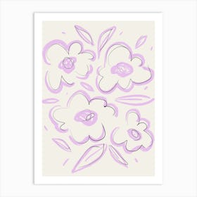 Flower Sketch 1 Lila Art Print