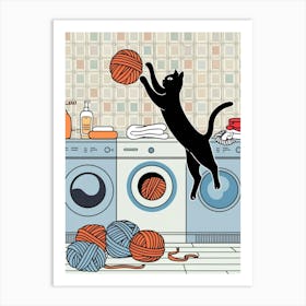 Cat In The Laundry Room 1 Art Print