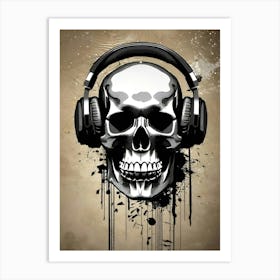 Skull With Headphones 122 Art Print