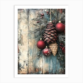 Vintage Holiday Mixed Media 12 Art Print