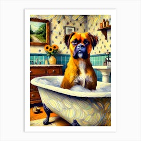 dog in a bathtub Art Print