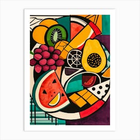 Geometric Abstract Fruit Platter Art Print