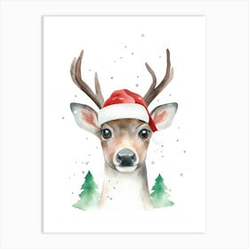 Santa Deer Art Print