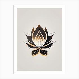Sacred Lotus Retro Minimal 3 Art Print