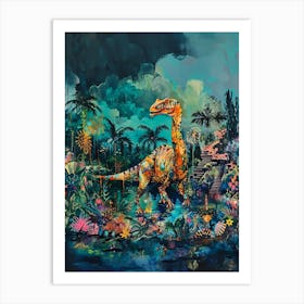 Dinosaur Ancient Ruins Painting 2 Art Print