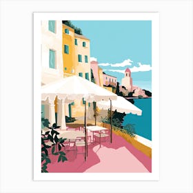 Amalfi, Italy, Flat Pastels Tones Illustration 3 Art Print