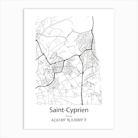 Saint Cyprien,France Minimalist Map Art Print