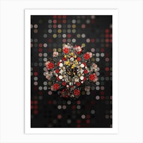 Vintage Adenocarpus Floral Wreath on Dot Bokeh Pattern Art Print