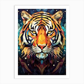 Tiger Art In Stained Glass Art Style 4 Art Print