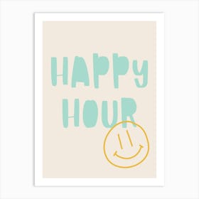 Happy Hour Poster Teal & Orange Art Print