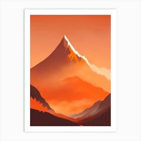 Misty Mountains Vertical Composition In Orange Tone 175 Art Print