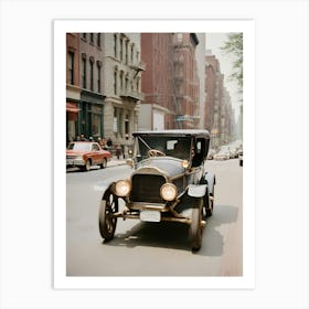 A 19th century car on the streets of New York Art Print