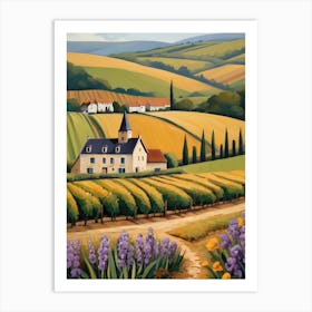 France Iris Flower Landscape Art Print