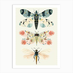 Colourful Insect Illustration Whitefly 2 Art Print