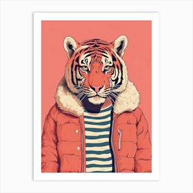 Tiger Illustrations Wearing A Winter Jumper 2 Art Print