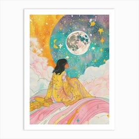 meditation women to the sky Art Print