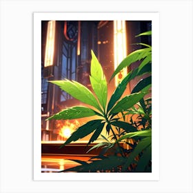 Marijuana Plant In Front Of A Building Art Print