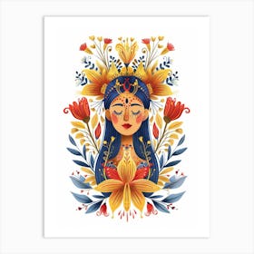 Mexican Girl With Flowers Art Print