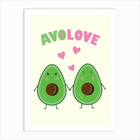 Avocado Love Valentine Couple Art Print