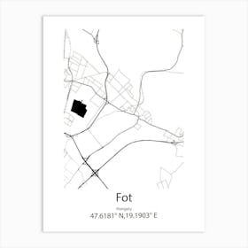 Fot,Hungary Minimalist Map Art Print