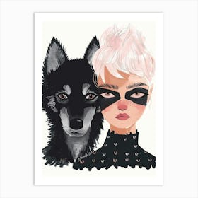 Wolf And Girl Art Print