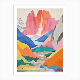 Huascaran Peru 1 Colourful Mountain Illustration Art Print