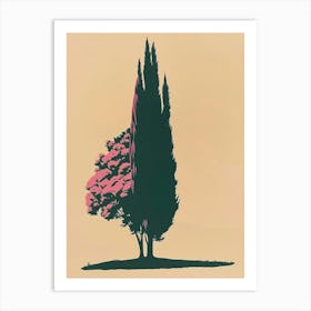 Cypress Tree Colourful Illustration 2 Art Print