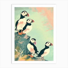 Quiet Puffins On The Shore Art Print