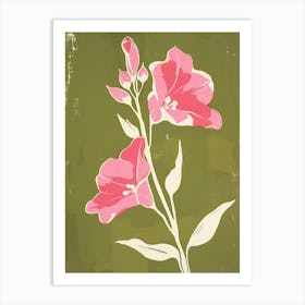 Pink & Green Larkspur 2 Art Print