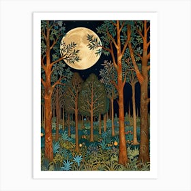 William Morris Full Moon In The Forest 18 Art Print