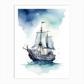 Sailing Ships Watercolor Painting (5) Art Print