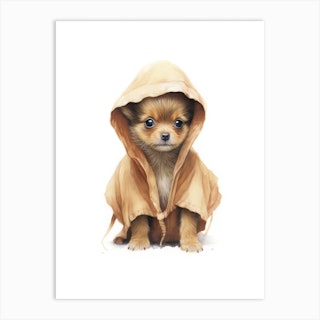 Puppy Dog As A Jedi Watercolour 3 Art Print