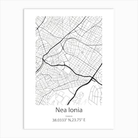 Nea Ionia,Greece Minimalist Map Art Print