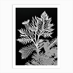 Sweet Cicely Leaf Linocut 3 Art Print