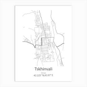 Tskhinvali,Georgia Minimalist Map Art Print