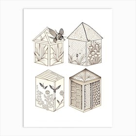 Bee Boxes 4 Vintage Art Print