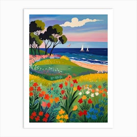 Flowers By The Sea Art Print