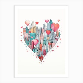 Sky Line Heart Line Doodle Colour 3 Art Print