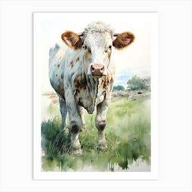 Pastoral Palette Watercolor Cow Art Print