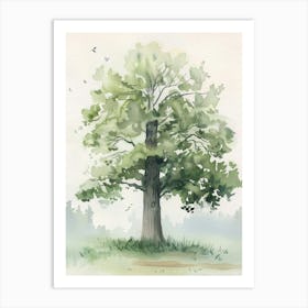 Sycamore Tree Atmospheric Watercolour Painting 1 Art Print