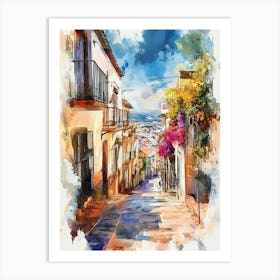 Watercolor Painting Of Villajoyosa Town 1 Art Print