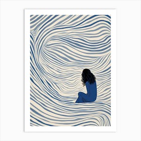 Girl Sitting On A Wave Art Print