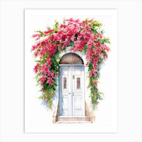 Amalfi, Italy   Mediterranean Doors Watercolour Painting 2 Art Print