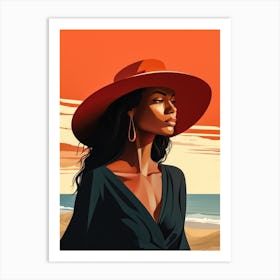 Illustration of an African American woman at the beach 88 Art Print