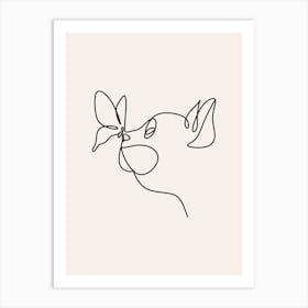 Cat with Butterfly Line Art Art Print
